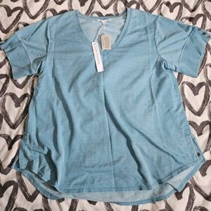 Jane and Delancey Light Blue V-Neck Blouse